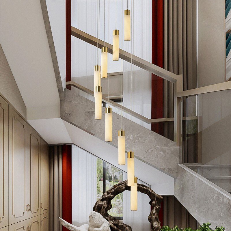 Alabaster Chandelier Factory - OEM Modern Villa Staircase Ceiling Light