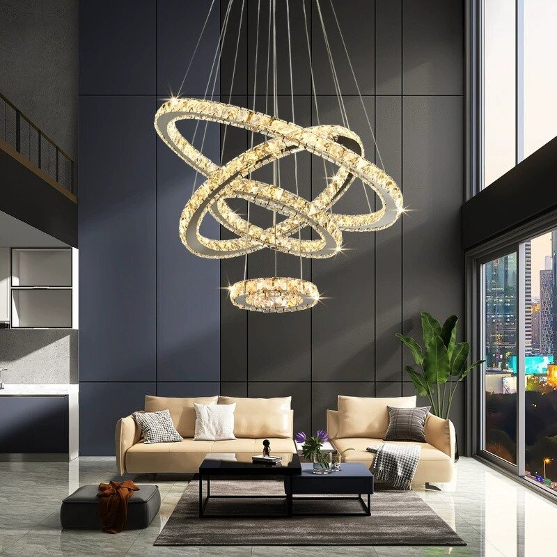 Crystal Ring Chandelier Manufacturer - OEM Hotel Living Room Adjustable Circle