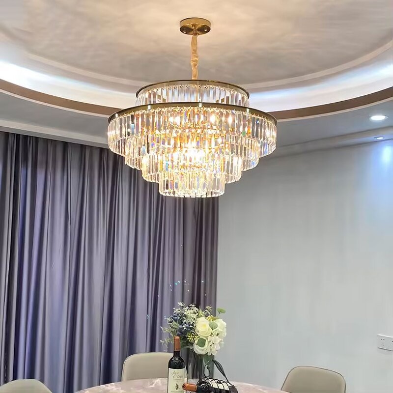 Gold Crystal Ceiling Light Manufacturer - OEM Metal Plating Luxury Hotel Lobby
