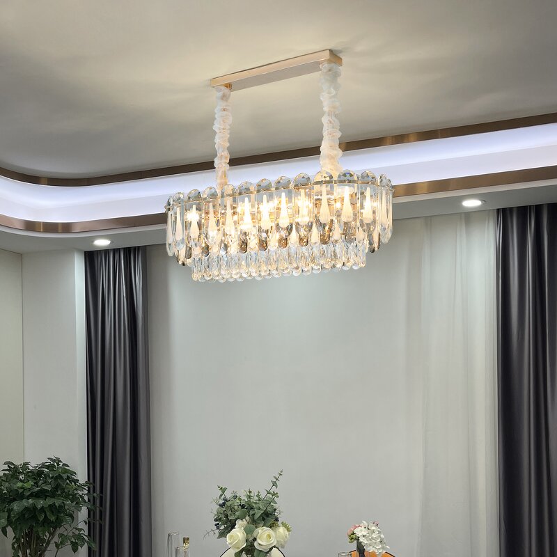 Crystal Chandelier Manufacturer - OEM Modern Rectangular Round K9 Crystal Parts