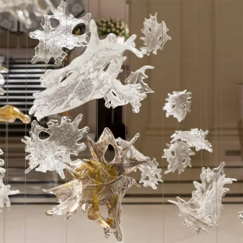Glass Chandelier Factory - OEM Custom Maple Leaf Art Murano Lighting