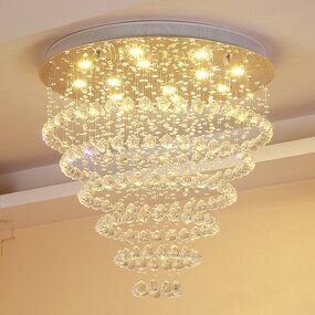 K9 Crystal Chandelier Factory - OEM Luxury Stairs Modern Flush Mount Beads