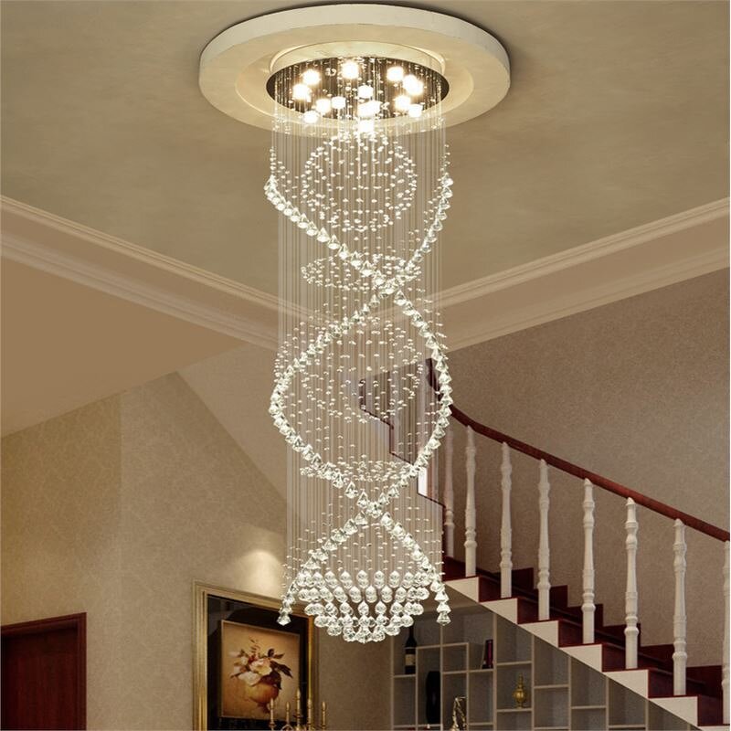 Crystal Beads Chandelier Manufacturer - OEM Hotel Stairs Modern Raindrop Spiral