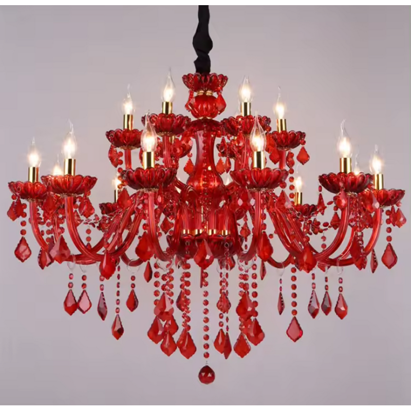 Red Crystal Chandelier Factory - OEM Wedding Europe LED Bulbs Candle Lighting