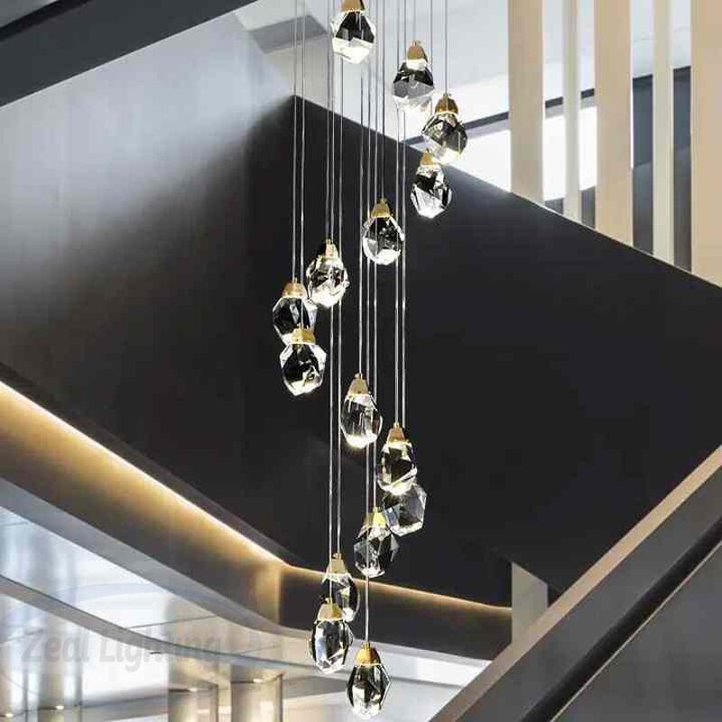 Crystal Pendant Light Manufacturer - OEM Staircase Hanging Rock Chandelier
