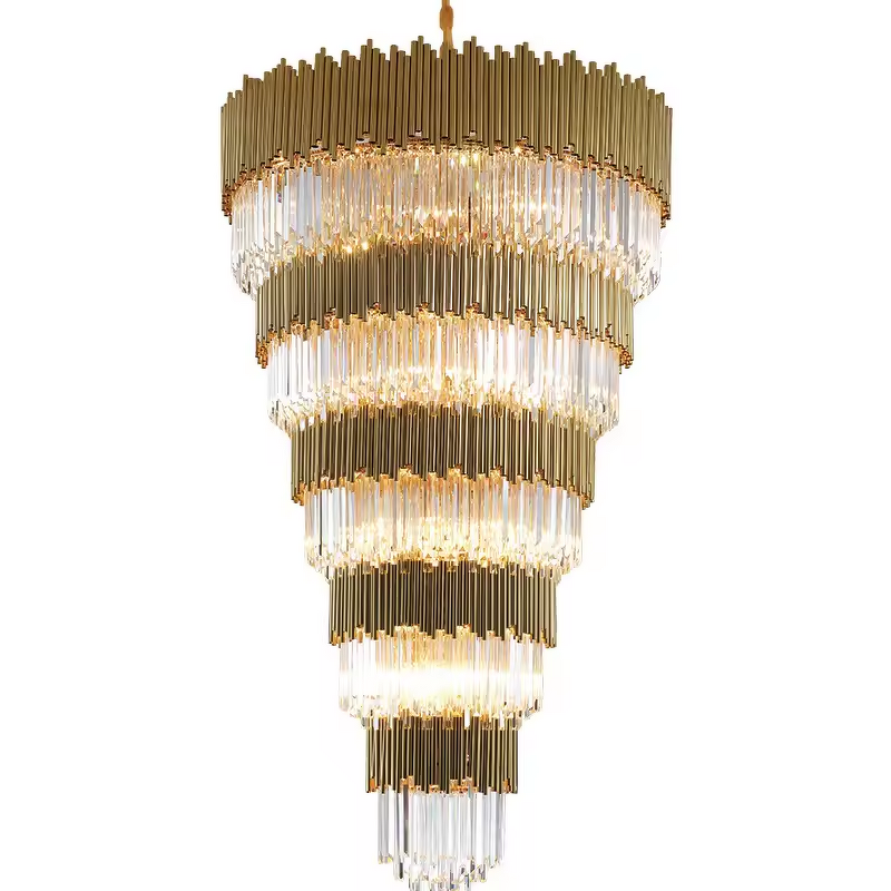 Gold Chandelier Factory - OEM Luxury Vintage Long Hotel Lobby Lighting