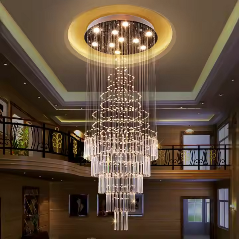 Crystal Chandelier Manufacturer - OEM Contemporary Long Drop Staircase Hotel