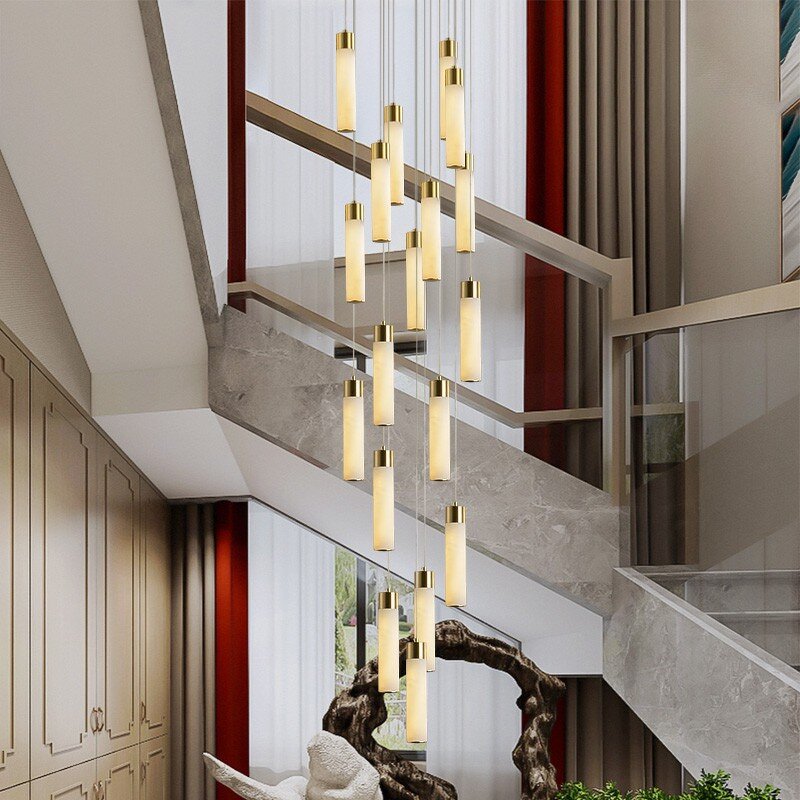 Alabaster Chandelier Factory - OEM Modern Villa Staircase Ceiling Light
