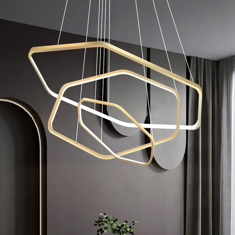 Irregular Pendant Light Factory - OEM New Design Luxury Three Rings LED