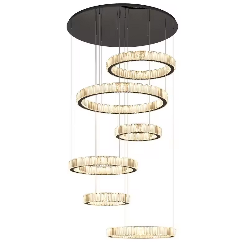 Ring Pendant Light Factory - OEM New Design Staircase Luxury Crystal Ring