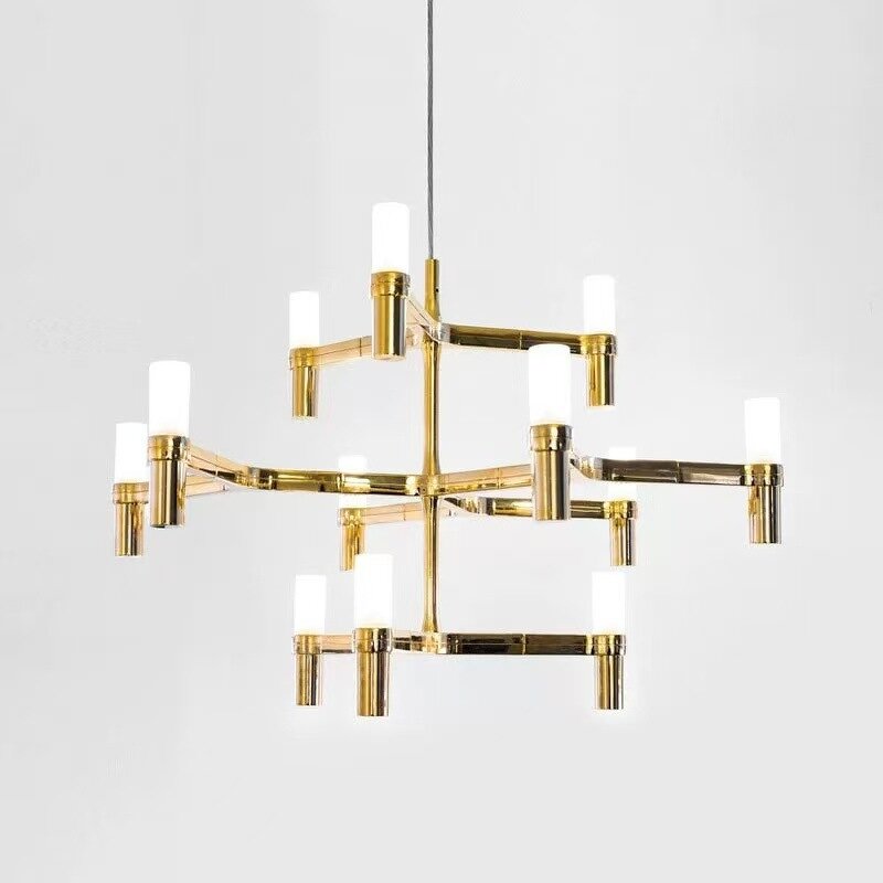 Metal Chandelier Manufacturer - OEM Creative Long Tube Black Modern Lighting