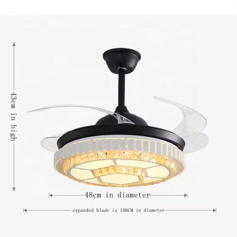 Black Ceiling Fan Manufacturer - OEM Modern Pendant Retractable Blade Three Colors