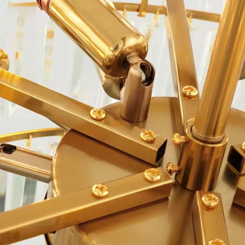 Gold Crystal Ceiling Light Manufacturer - OEM Metal Plating Luxury Hotel Lobby