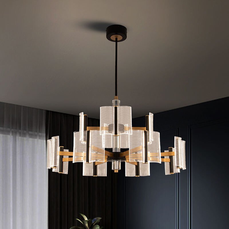 Acrylic Pendant Light Factory - OEM Modern Aluminum K9 Crystal Black Gold