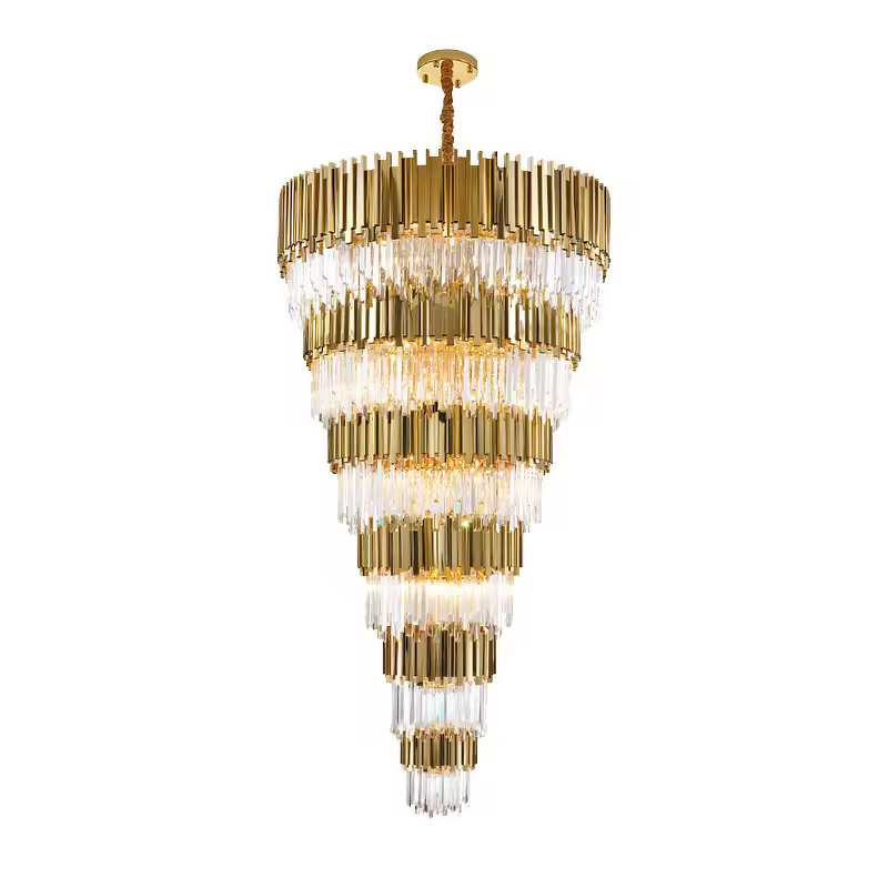 Gold Chandelier Factory - OEM Luxury Vintage Long Hotel Lobby Lighting
