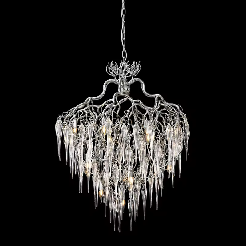 Silver Chandelier Manufacturer - OEM Art Deco Staircase Hotel Raindrop Light