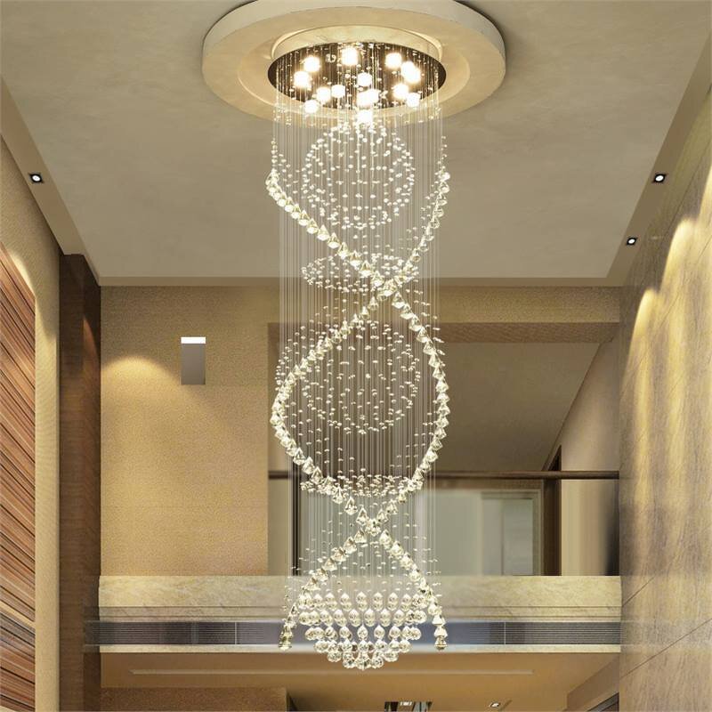 Crystal Beads Chandelier Manufacturer - OEM Hotel Stairs Modern Raindrop Spiral