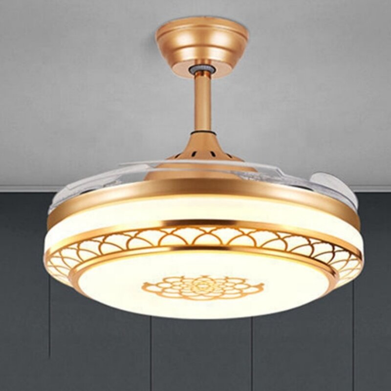 Gold Chandelier Fan Factory - OEM Three Colors Retractable Blade Ceiling