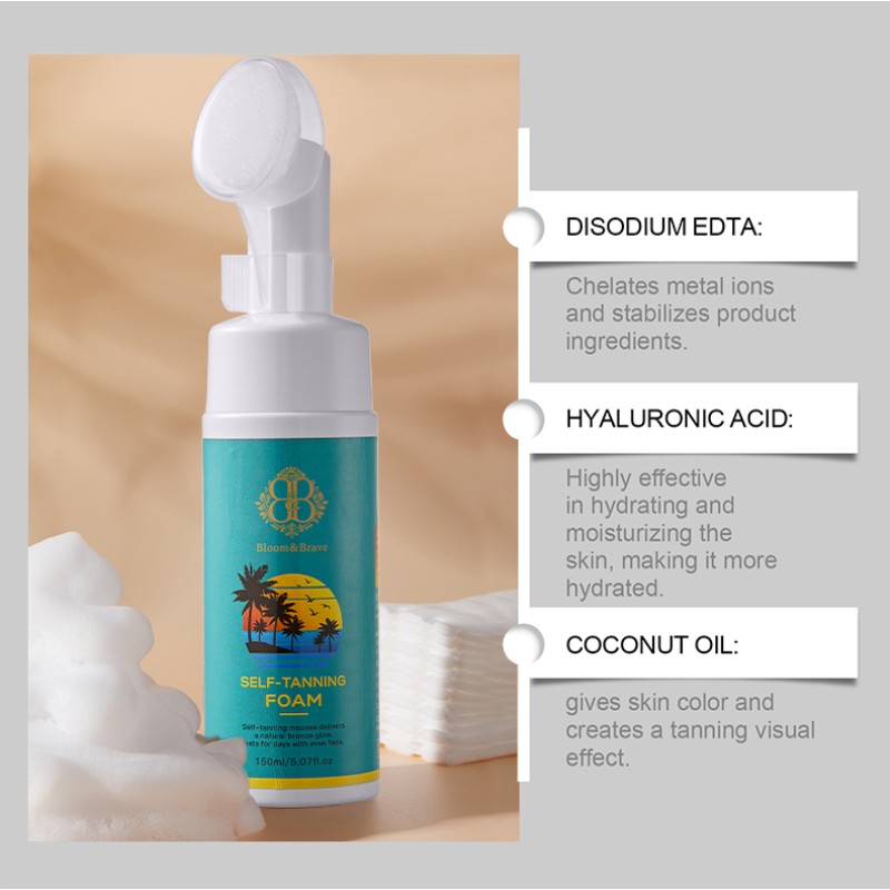 OEM ODM Private Label Organic Natural Whitening Vitamin C Skincare Moisturizing Hyaluronic Acid Self-Tanning Foam