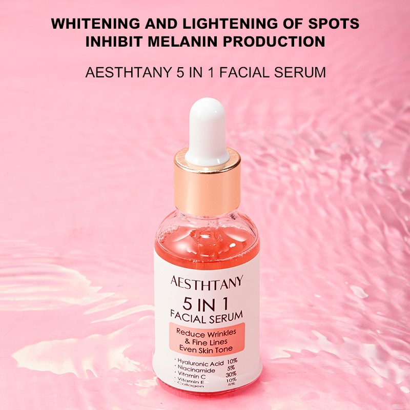 ODM Anti-Aging Collagen Repair Hydrating Brightening Shrink Pore Skin Care Ascorbic Acid Vitamin C Vitamin E 5 in 1 Face Serum
