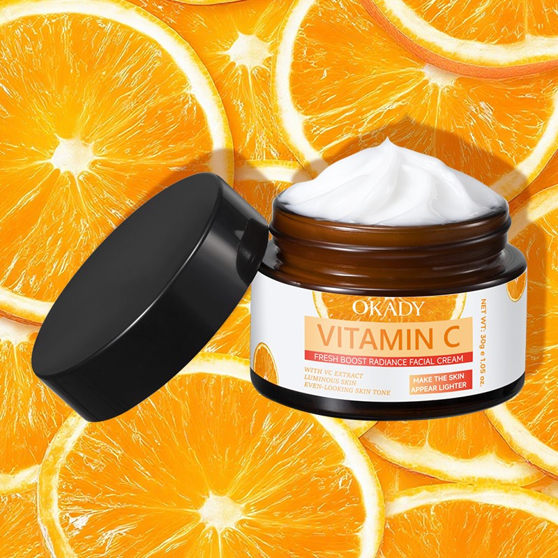 OKADY Vitamin C Brightening Moisturizing Cream for Fresh Radiant Skin Lightweight Face Cream Improves Skin Tone and Hydrates