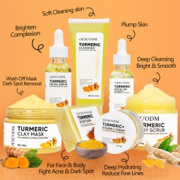 Private Label  Beauty Facial Anti-Aging Tumeric Face Organic Whitening Turmeric Skincare 7-piece Set Skin Care Set