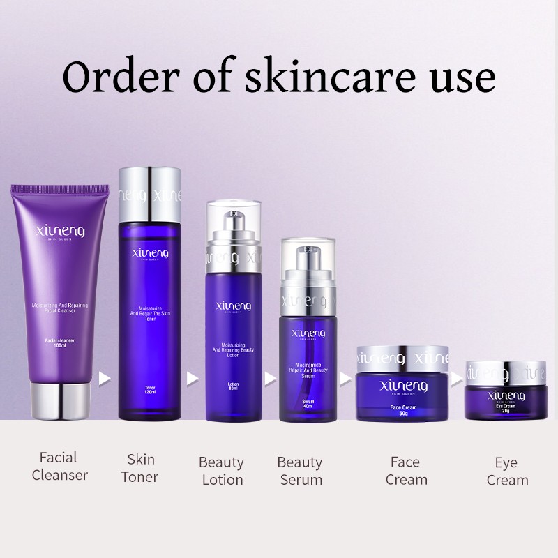 Vegan Natural Skincare Anti Aging Collagen Peptide Face Wash Serum Cream Eye Cream Day and Night Skin Care Set Private Label