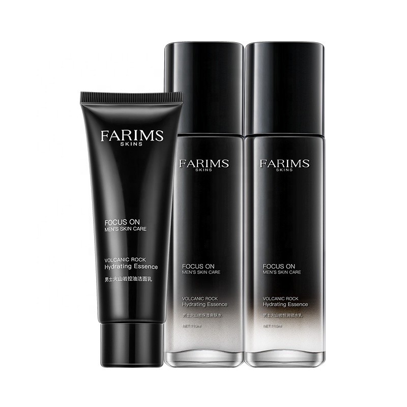 New Design Men Skin Care Set Wholesale Black Skin Care Set Volcanic Mud Extract Men Facial Skin Care Set