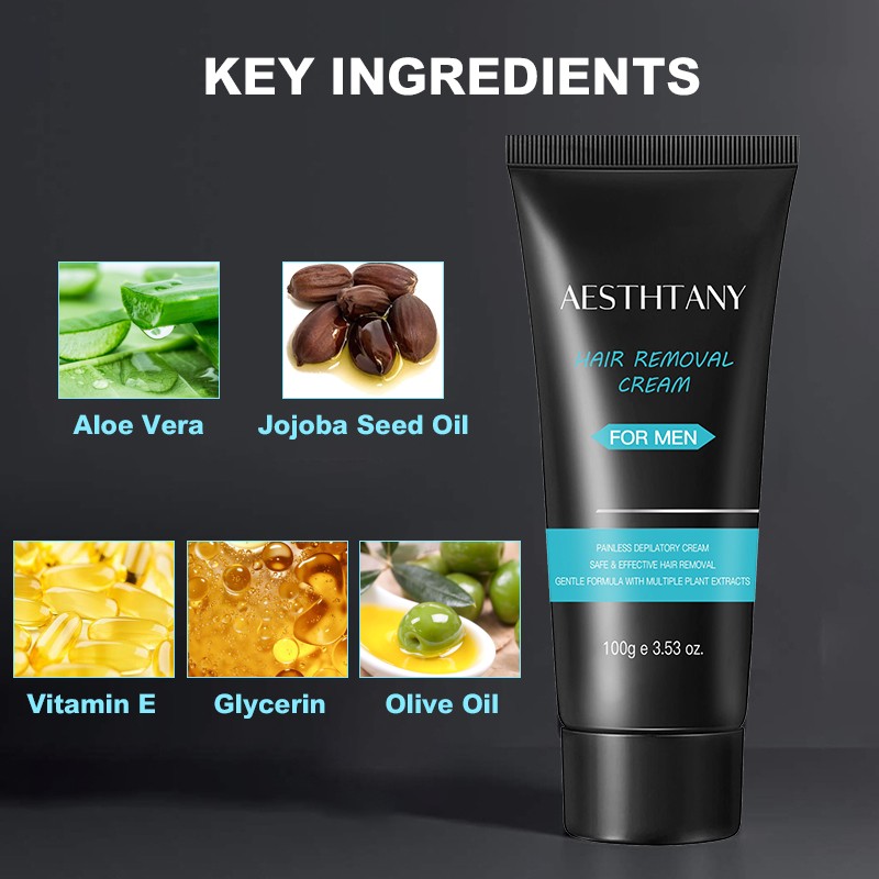 OEM ODM 5 Mins Efficiency Private Label Natural Organic Herbal Full Body Painless Depilatory Men Permanent Hair Removal Cream