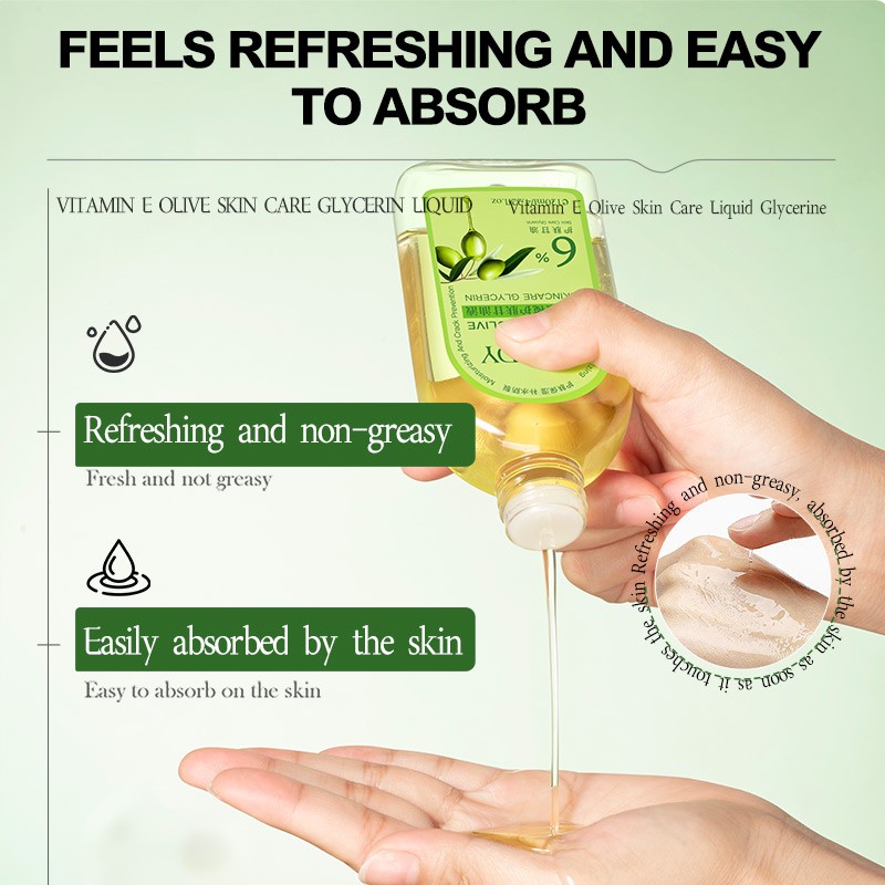 Vitamin E Olive Oil Glycerin Skin Care Liquid Deep Hydration Anti-Aging and Skin Repair for Soft Smooth Skin