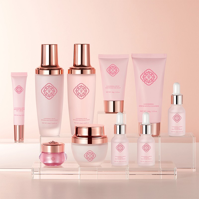 Custom Logo Private Label Package Ceramide Ganoderma Herb Atrum Repairing Anti-Aging Rejuvenate 10-Piece SKIN CARE SET for Glow