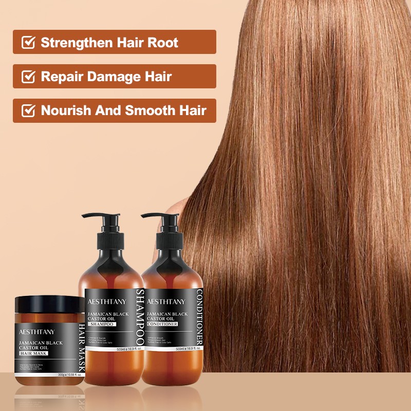 AESTHTANT Organic Jamaican Black Castor Oil Hair Care Set Hair Mask Shampoo and Conditioner Set