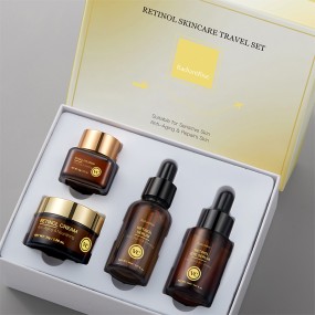 RadiantRise Wholesale Hazel Lactobionic Acid Kojic Vitamin C Retinol Skincare Travel Set Face Eye Serum Cream Skin Care Set