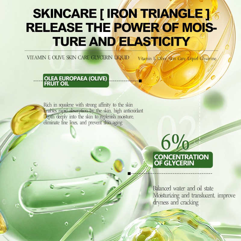 Vitamin E Olive Oil Glycerin Skin Care Liquid Deep Hydration Anti-Aging and Skin Repair for Soft Smooth Skin