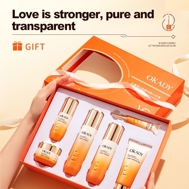 Enhances Radiance Reduces Dullness Nourishes Skin Brightening Hydrating Revitalizing Five-Type Vitamin C Skincare Set Six Pieces