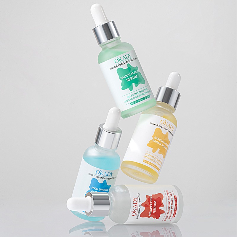 OKADY Face Care Vegan Anti-aging Face Serum Niacinamide Salicylic Acid Hyaluronic Acid Natural Hydrating Brightening Serum