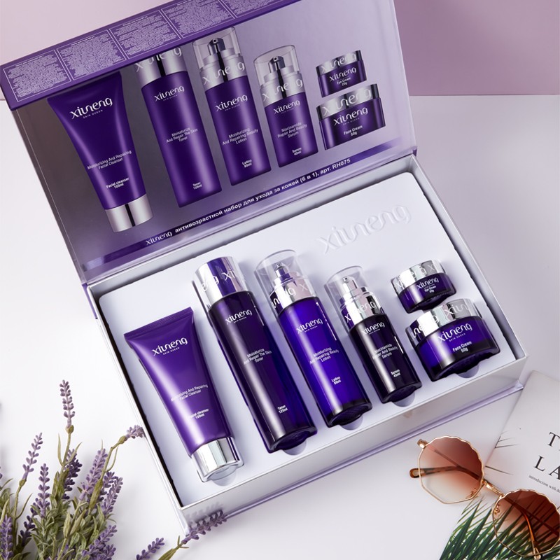 Vegan Natural Skincare Anti Aging Collagen Peptide Face Wash Serum Cream Eye Cream Day and Night Skin Care Set Private Label