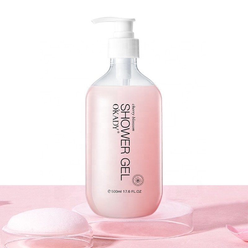OEM ODM Privare Label Regular Size Cherry Blossom Shower Gel Bubble Refreshing PH Sensitive Pink Adults Female Skin Body Bath