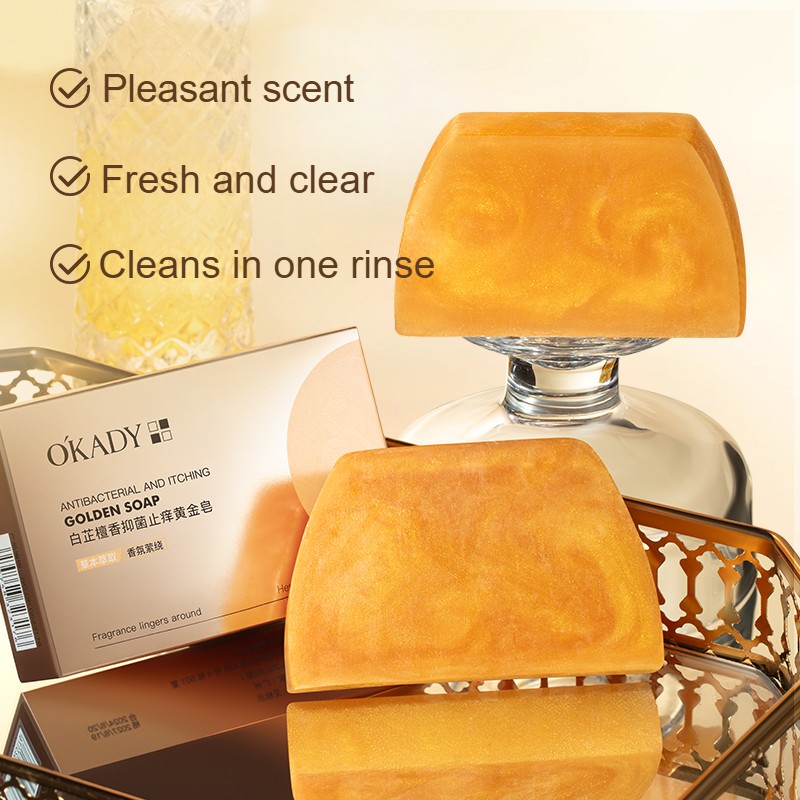 Gently Cleanses Relieves Discomfort Nourishes Refreshes Skin Soothing Antibacterial Anti-Itch Angelica Sandalwood Golden Soap