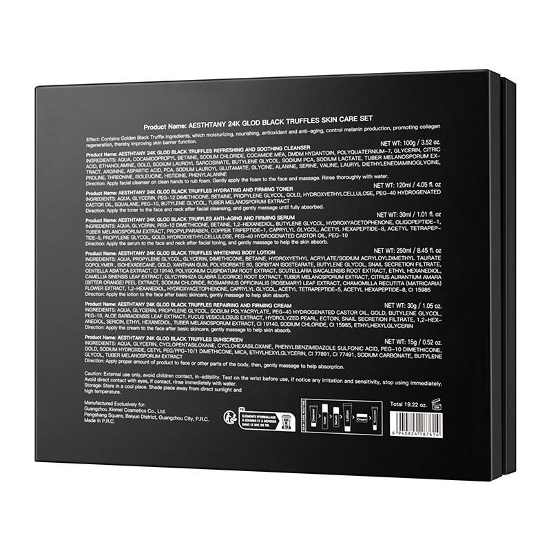 Facial Kit Skincare Product Supplier Manufacturer Aesthtany 24k Glod Black Truffles Serum Body Lotion Skin Care Set