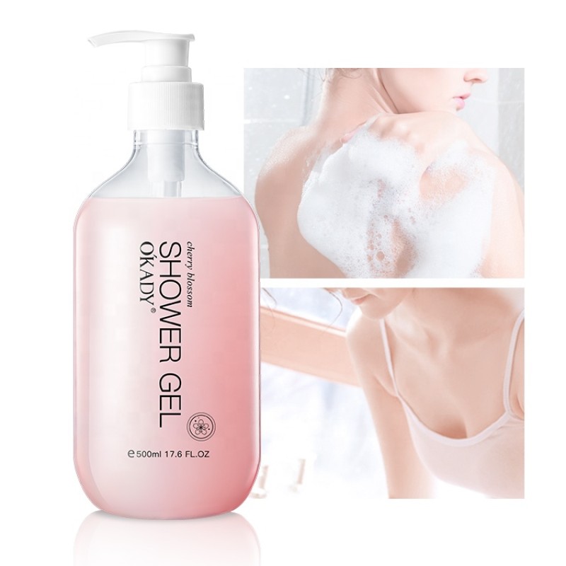 OEM ODM Privare Label Regular Size Cherry Blossom Shower Gel Bubble Refreshing PH Sensitive Pink Adults Female Skin Body Bath