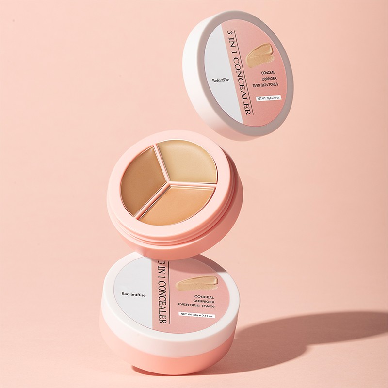 High Pigment Private Label Cream Concealer Lightweight Long-Lasting Light Natural and Dark Shades 3-in-1 Concealer