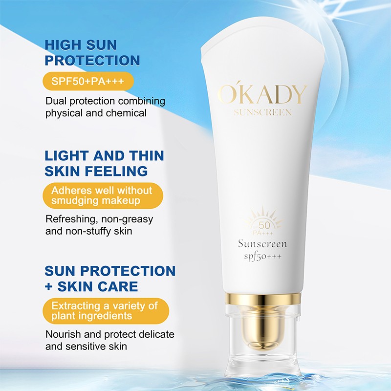 OKADY 50g SPF50+++ Clear Face Oil Free Broad Spectrum UVA UVB Sun Protection Sunscreen Sunblock