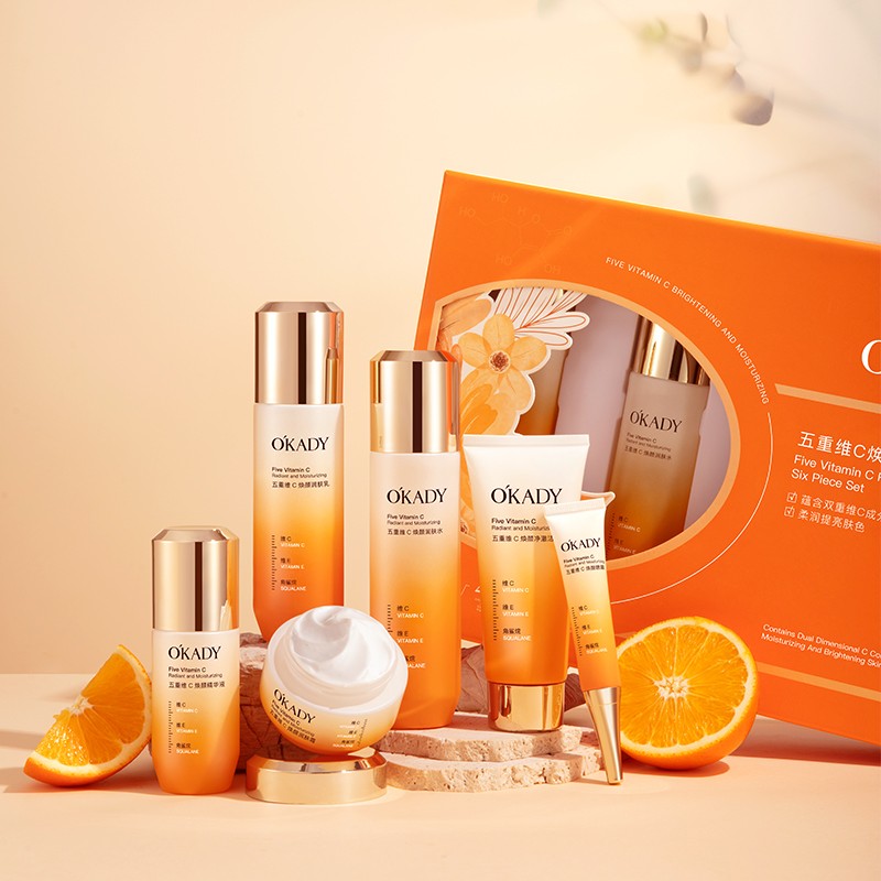 Enhances Radiance Reduces Dullness Nourishes Skin Brightening Hydrating Revitalizing Five-Type Vitamin C Skincare Set Six Pieces