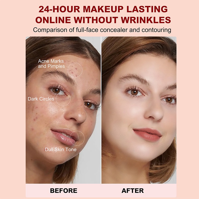 High Pigment Private Label Cream Concealer Lightweight Long-Lasting Light Natural and Dark Shades 3-in-1 Concealer