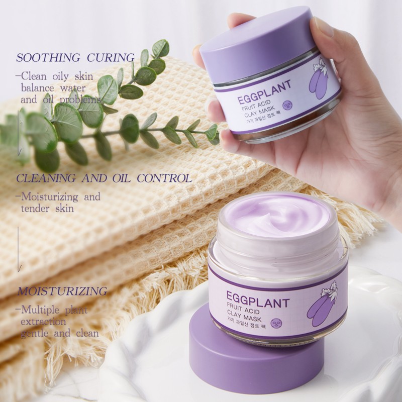 Brightening Oil Control Facial Treatment with Eggplant Extract and Fruit Acid for Smooth Skin Eggplant Fruit Acid Clay Mask