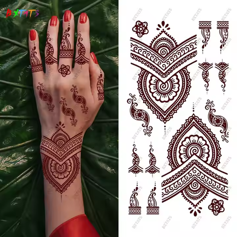 Henna Sticker Factory - OEM/ODM Custom Brown Lace Pattern Temporary Tattoo