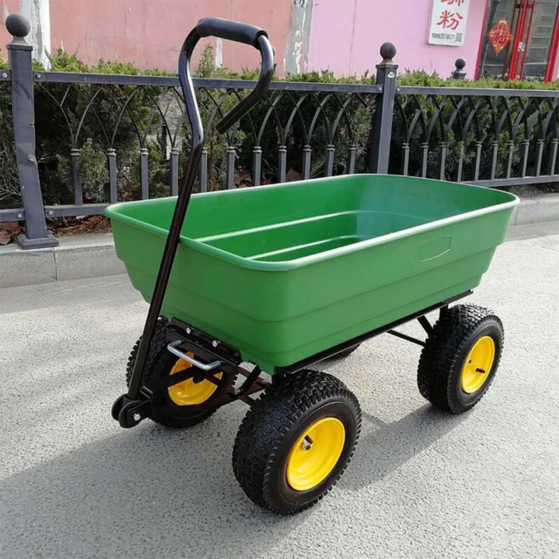 Garden Dump Cart Factory - OEM China OEM Green 4 Wheels Wagon Trailer