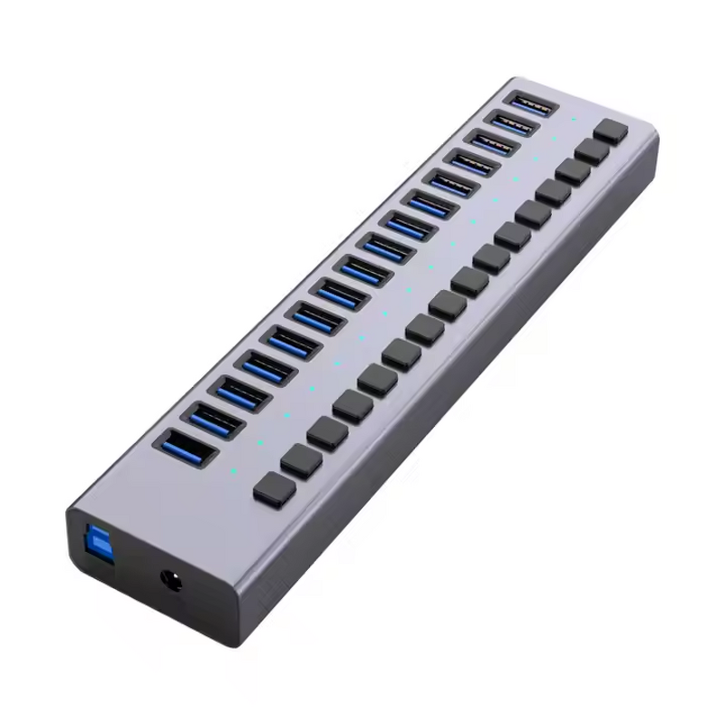 USB Hub Manufacturer - OEM 3.0 5Gbps 16 Port 12v Charging with Switch