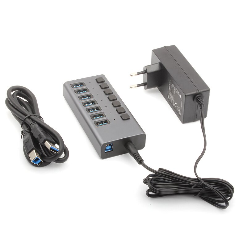 USB Hub Manufacturer - OEM 3.0 5Gbps 7 Ports 12v Charging with Switch